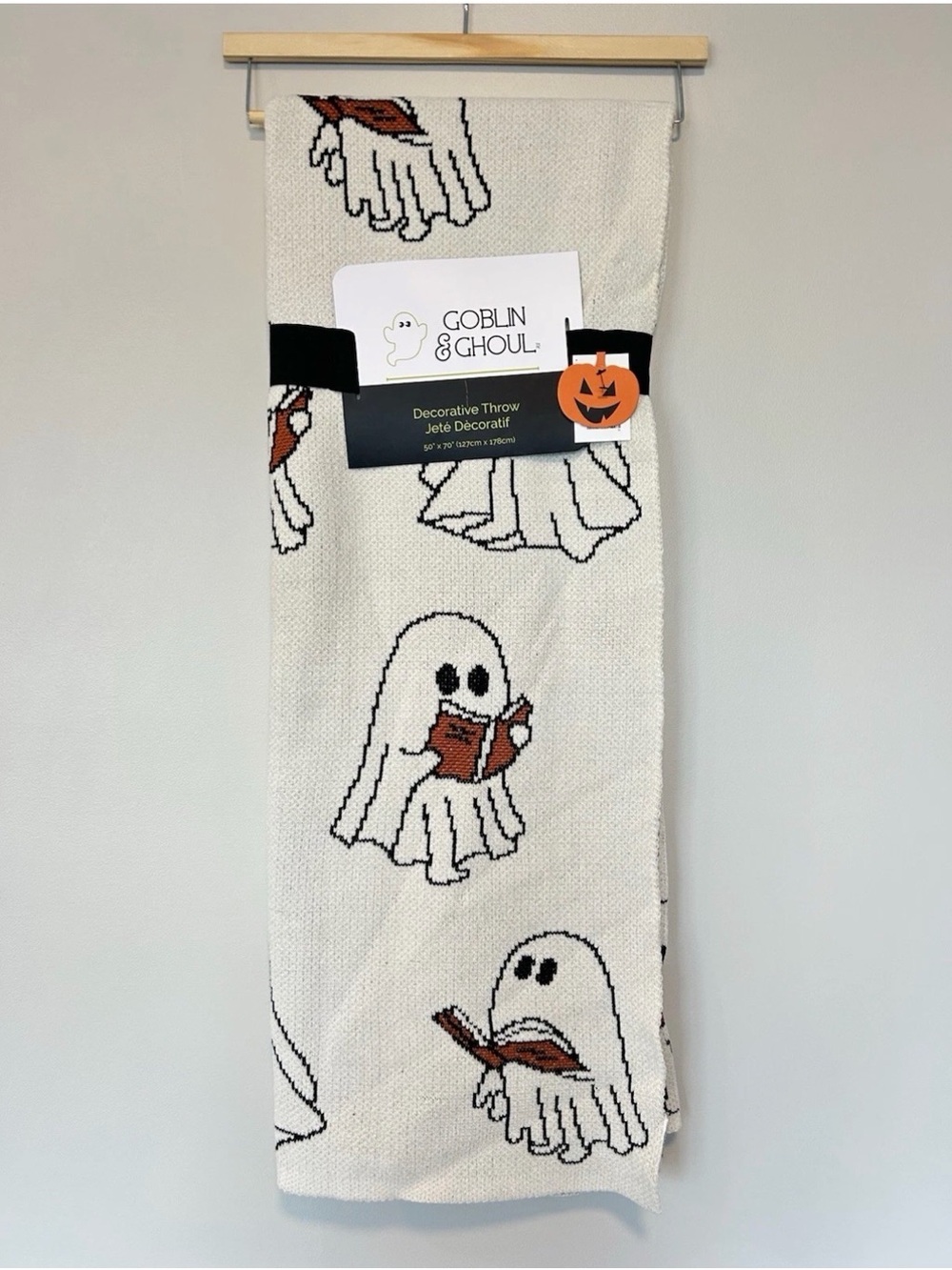 Goblin & Ghoul Cream Ghost-Print Throw- TikTok VIRAL